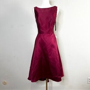 Alfred Sung Burgundy Fit Flare Dress Size 10 D697 Sleeveless Formal Evening‎